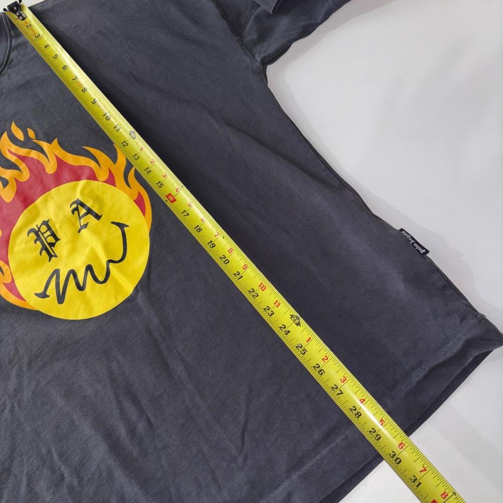 Palm Angels Burning Head Smiley Happy T Shirt Black L Back Logo Made Italy - Picture 2 of 6